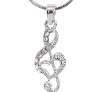 White Gold Plated For the Love of Music Necklace